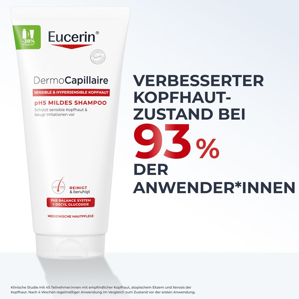 Eucerin DermoCapillaire pH5 Mildes Shampoo Tube, 93% verbesserter Kopfhautzustand.