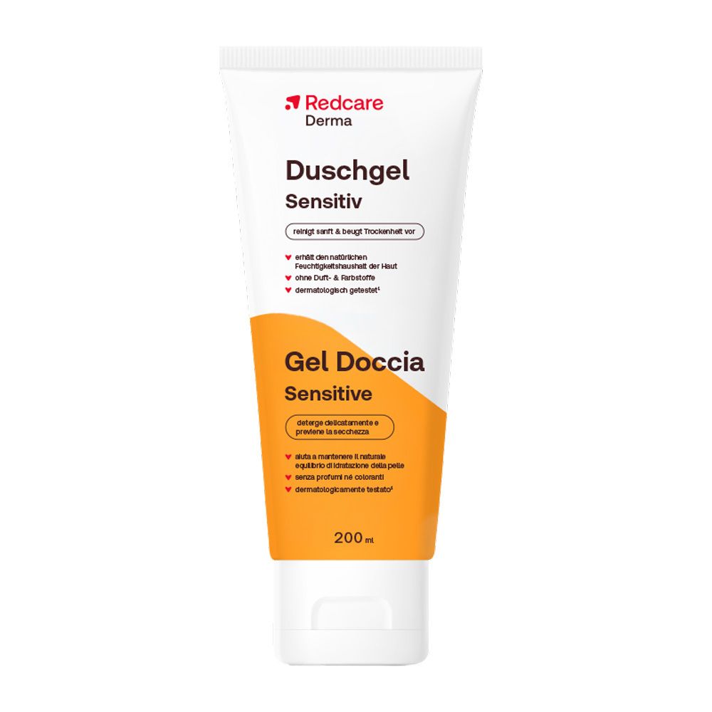 Redcare Derma Duschgel Sensitiv Tube, 200ml. Reinigt sanft & beugt Trockenheit vor.