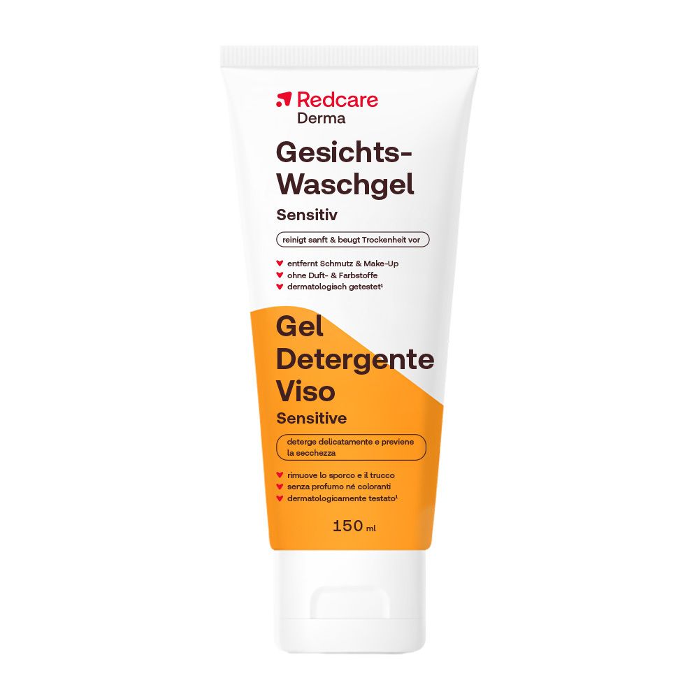 Redcare Derma Gesichts-Waschgel Sensitiv Tube, 150ml. Reinigt sanft & beugt Trockenheit vor. Ohne Duft- & Farbstoffe.