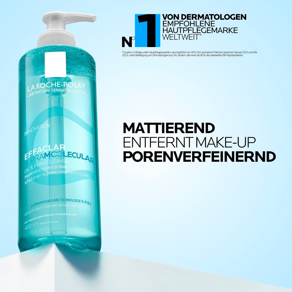 La Roche Posay Effaclar Supramolecular Care. Mattierend, entfernt Make-up, verfeinert Poren.