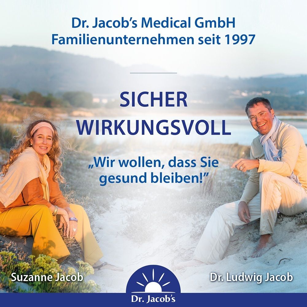 Dr. Jacob's Medical GmbH: Familienunternehmen seit 1997, Slogan 'Sicher Wirkungsvoll'.