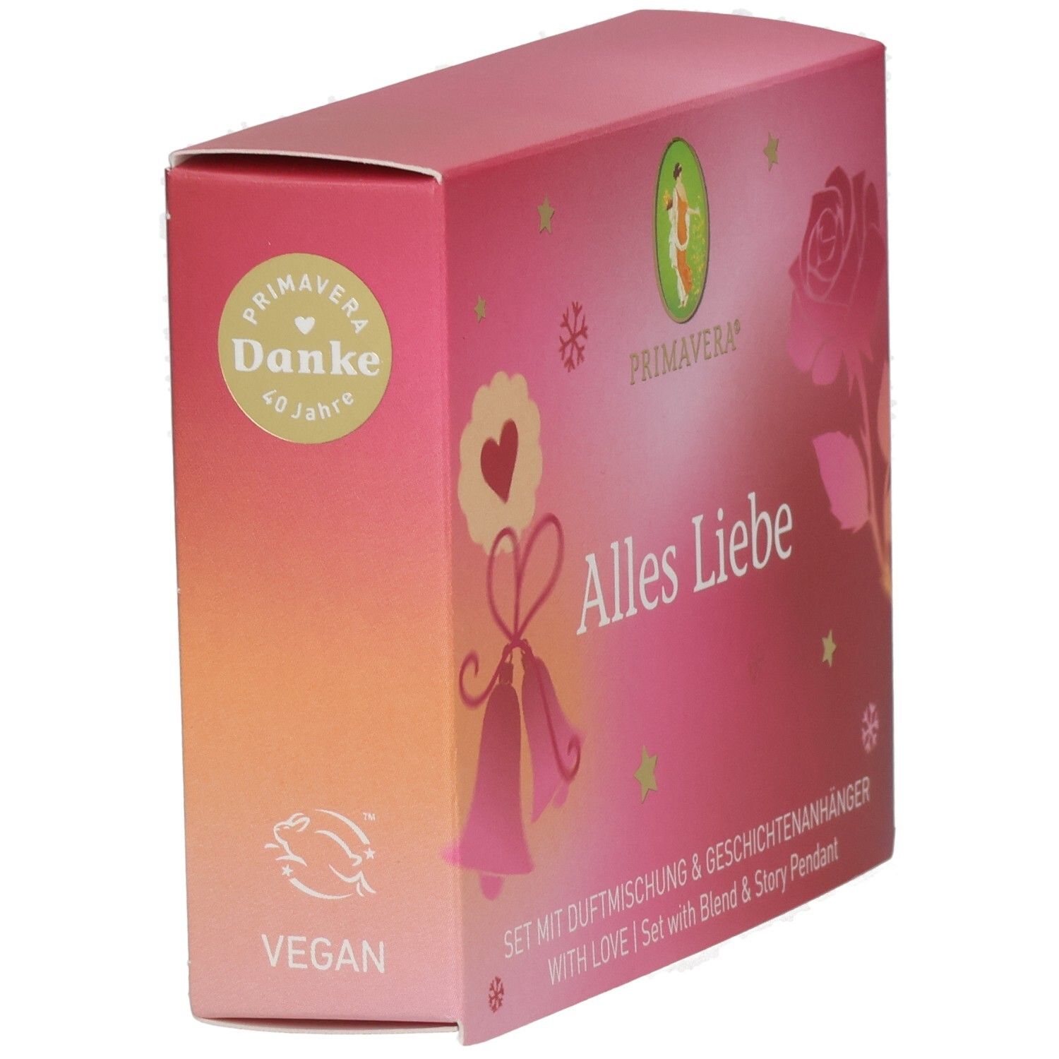 Geschenkbox "Alles Liebe" von Primavera, vegan, mit Duftmischung und Anhänger.