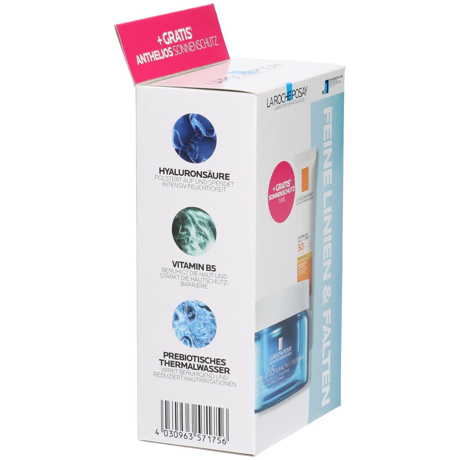 La Roche-Posay Set gegen feine Linien und Falten mit Hyaluronsäure, Vitamin B5 und Thermalwasser. Enthält gratis Sonnenschutz.