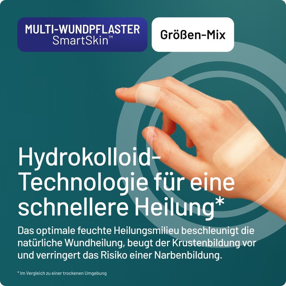 Hand mit Hydrokolloid-Pflaster für schnelle Heilung.