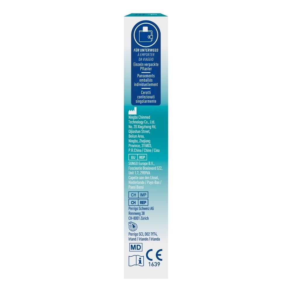 Seitenansicht der COMPED SmartSkin Pflasterverpackung mit CE-Kennzeichnung und MD-Symbol.