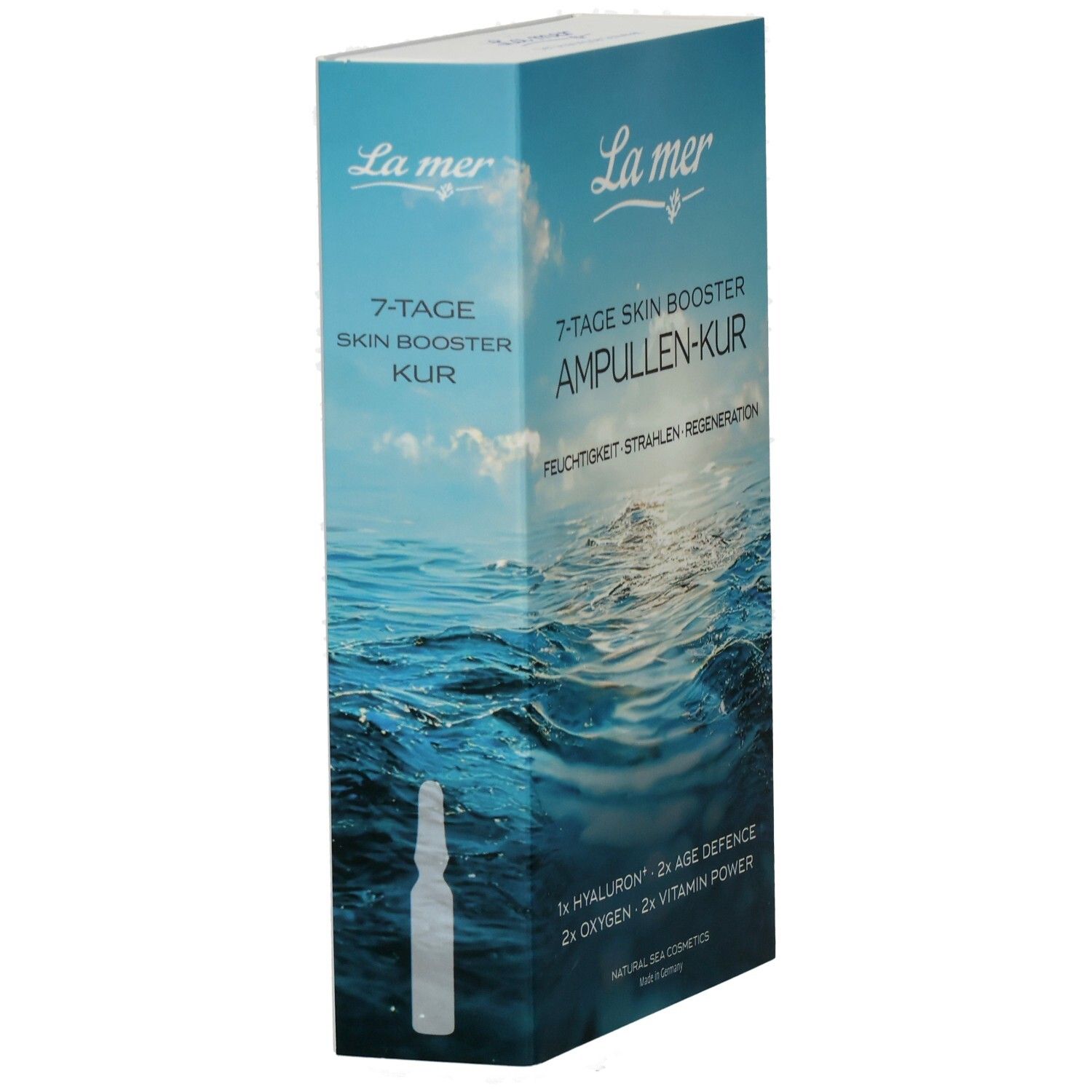 Seitenansicht der La mer 7-Tage Skin Booster Ampullen-Kur Verpackung.