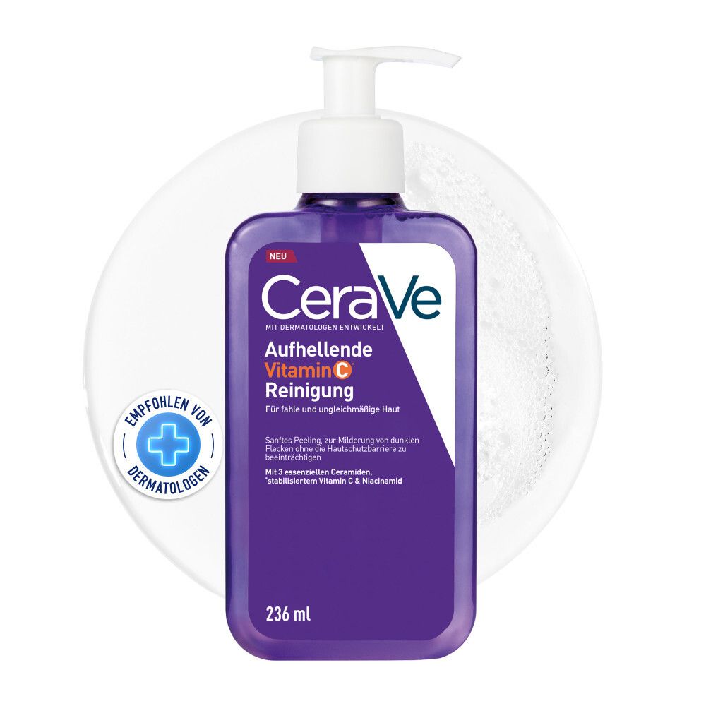 CeraVe Aufhellende Vitamin C Reinigung in einem Pumpspender, 236 ml. Empfohlen von Dermatologen.