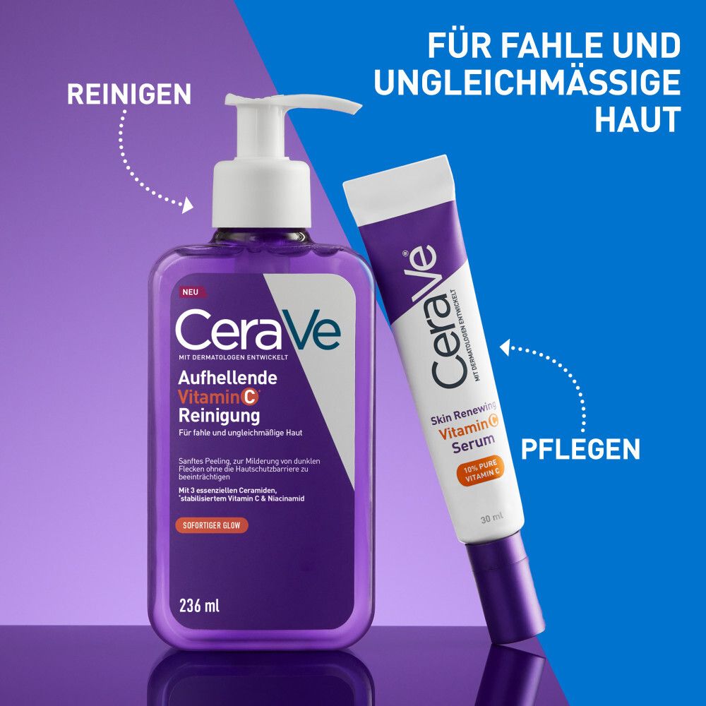 CeraVe aufhellende Vitamin C Reinigung und Skin Renewing Vitamin C Serum.