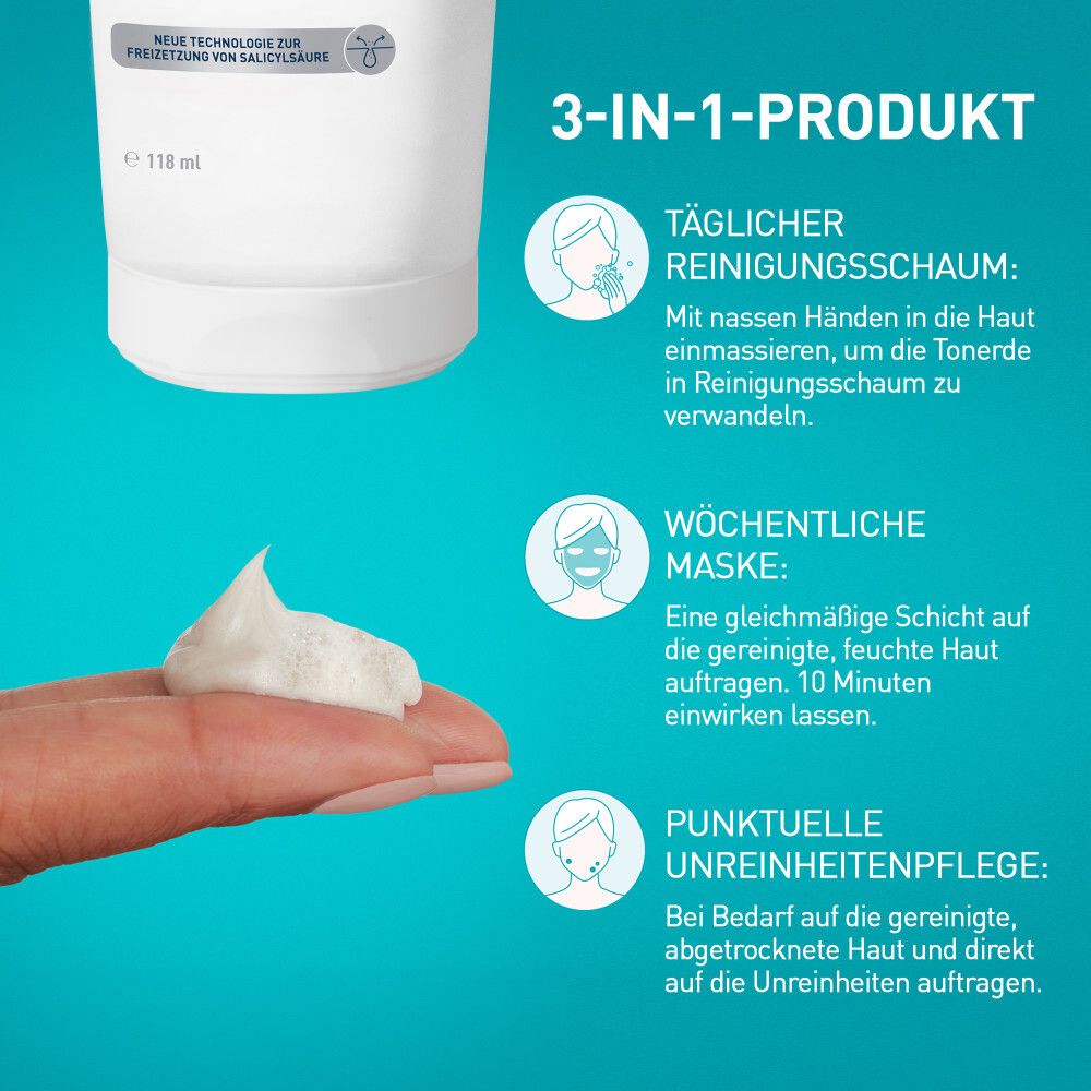 Anwendungshinweise: Reinigungsschaum, Maske, punktuelle Unreinheitenpflege.