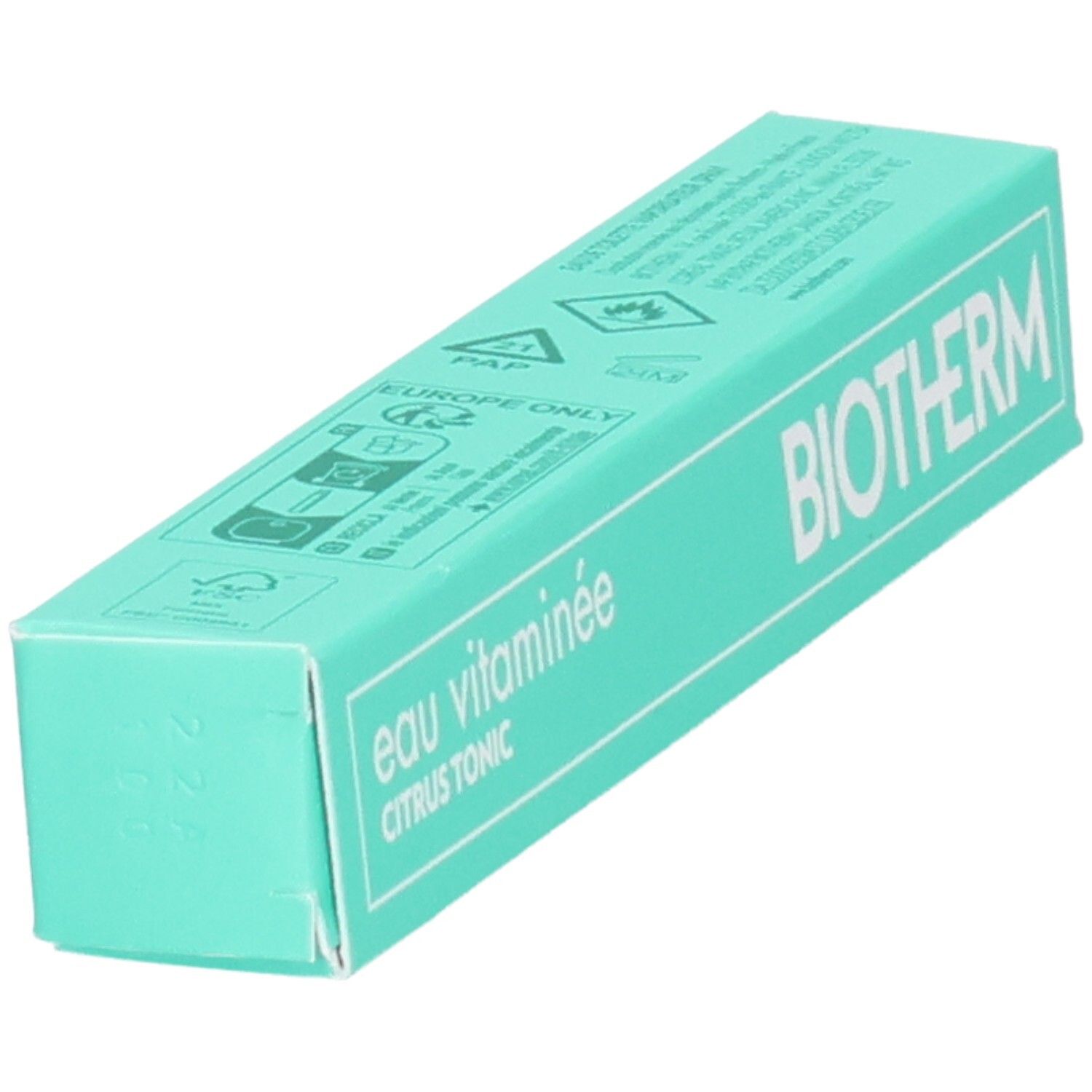Biotherm Eau Vitaminee Citrus Tonic Verpackung. Hellgrüne Box mit weißer Schrift.
