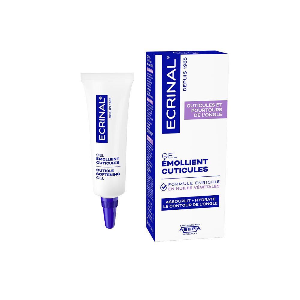 Ecrinal Cuticle Emollient Gel Tube und Faltschachtel.