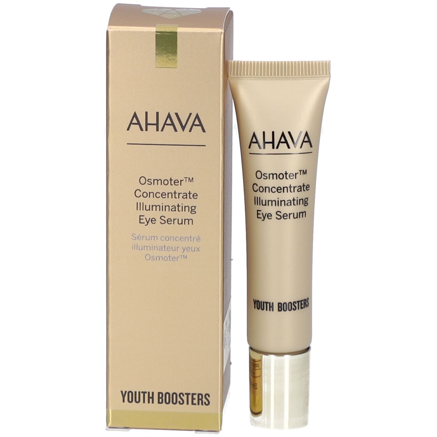 Produktverpackung mit Tube und Schachtel. AHAVA-Logo und Produktbezeichnung auf der Tube und der Schachtel.
