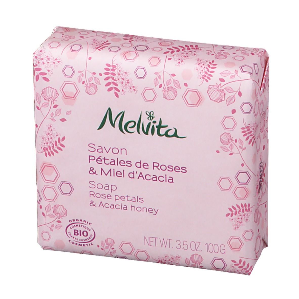 Melvita-Rosen- und Akazienhonig-Seife Bio