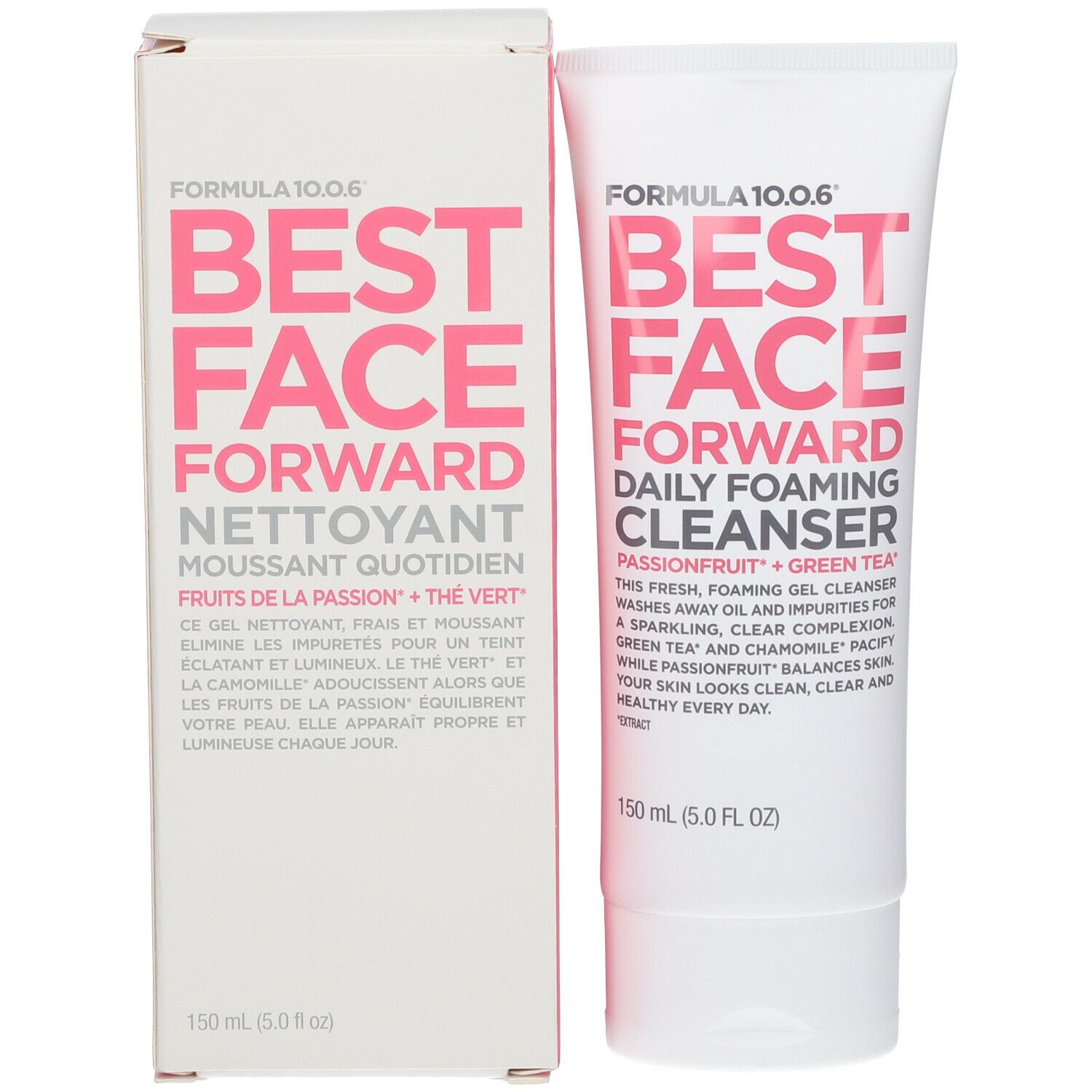 Produktverpackung. FORMULA 10.0.6, BEST FACE FORWARD, Reinigungsgel und Karton. 150 ml.