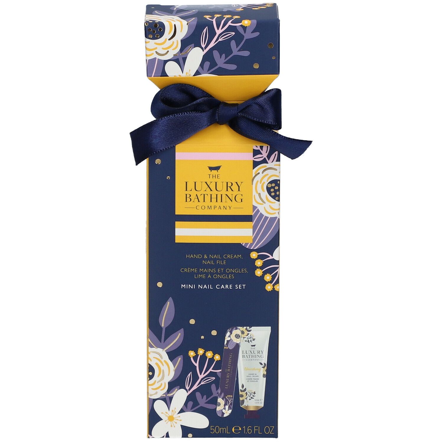 Geschenkbox mit Hand- und Nagelcreme, Nagelfeile. Aufdruck: The Luxury Bathing Company. Mini Nail Care Set. 50ml.
