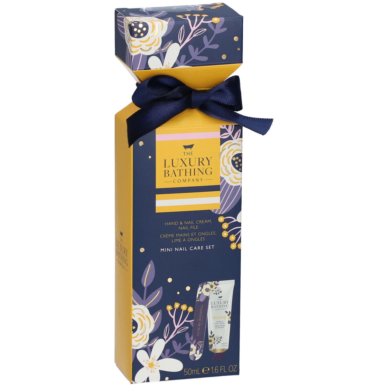 Geschenkbox mit Hand- und Nagelcreme, Nagelfeile. Aufdruck: The Luxury Bathing Company. Mini Nail Care Set. 50ml.