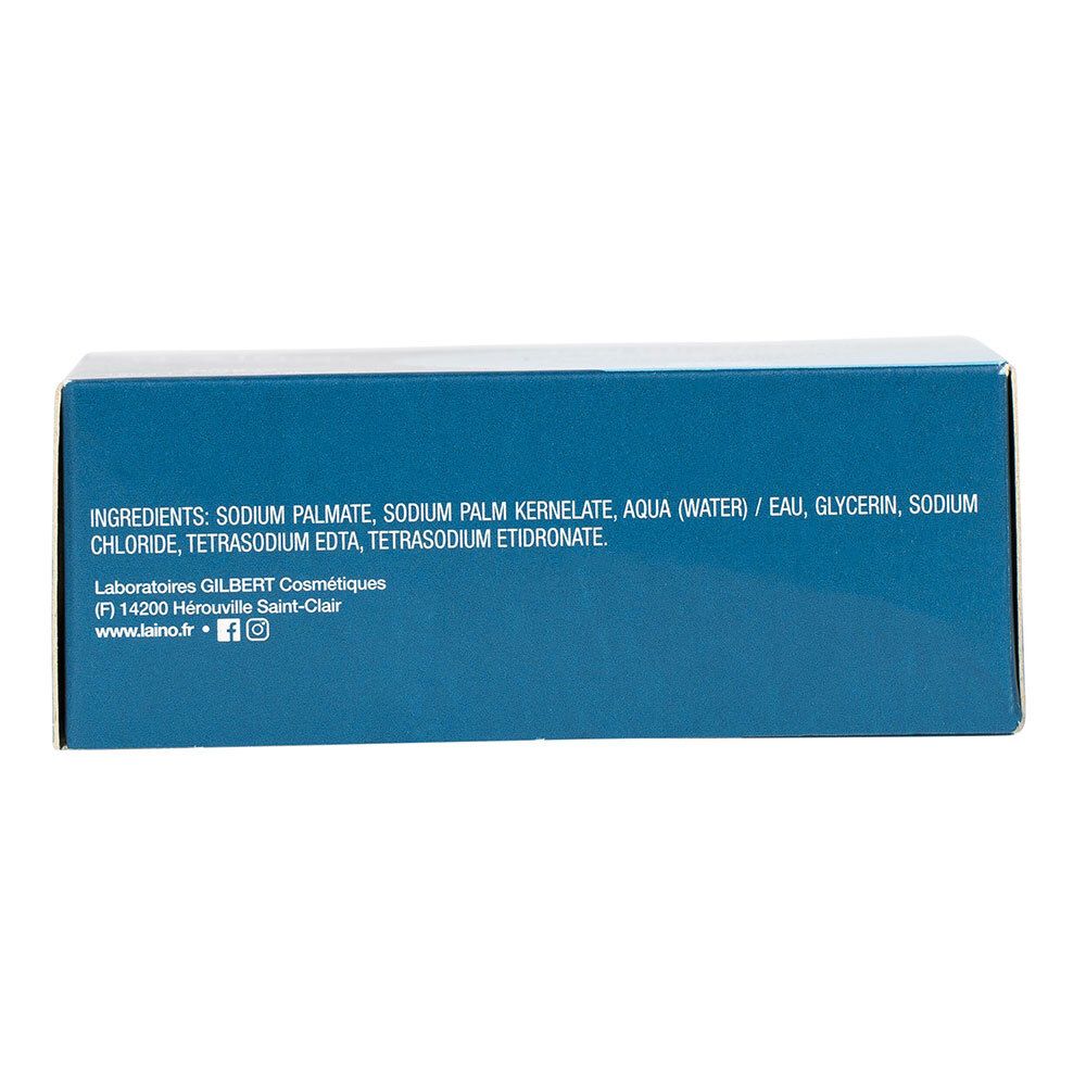 Blaue Schachtel, Unterseite mit Inhaltsstoffen und Herstellerinformationen. Text: Inhaltsstoffe, Laboratoires Gilbert.