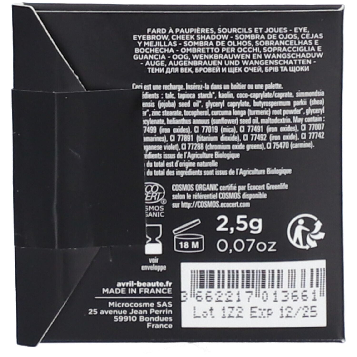 Avril - Zertifizierter Bio-Lidschatten - Noir Ébène Mat