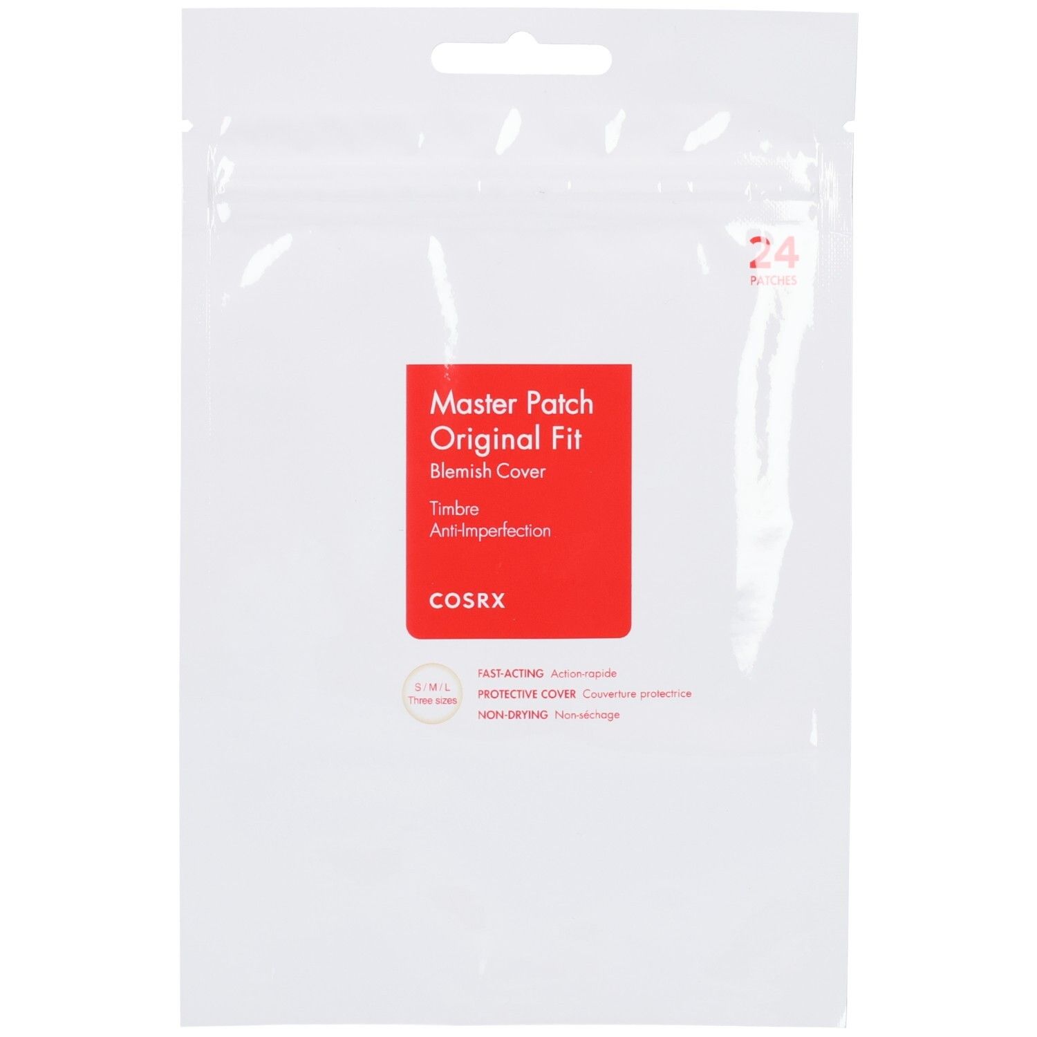 Verpackung mit 24 COSRX Master Patch Original Fit Akne-Patches.