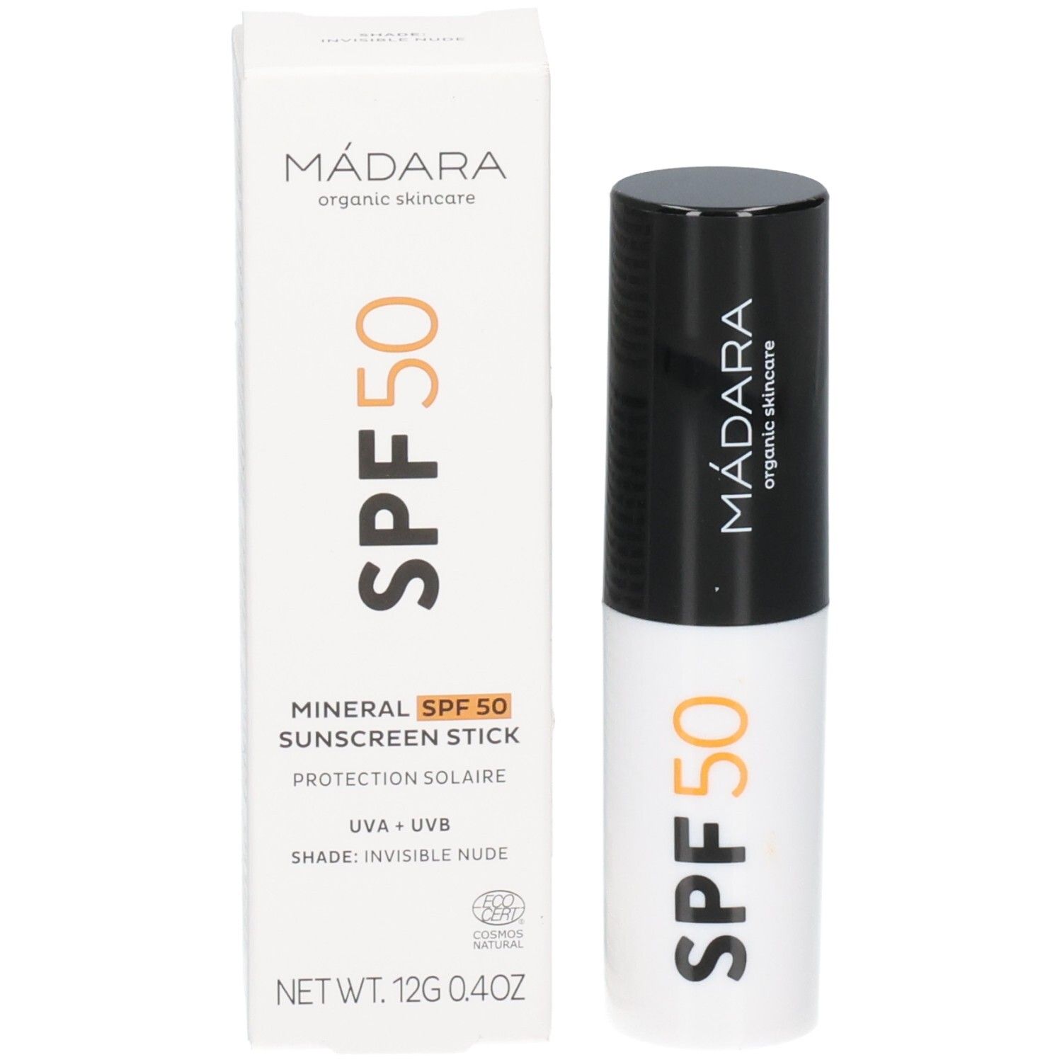 Madara Mineral Sonnenschutz Stick LSF 50 mit Verpackung, 12g.