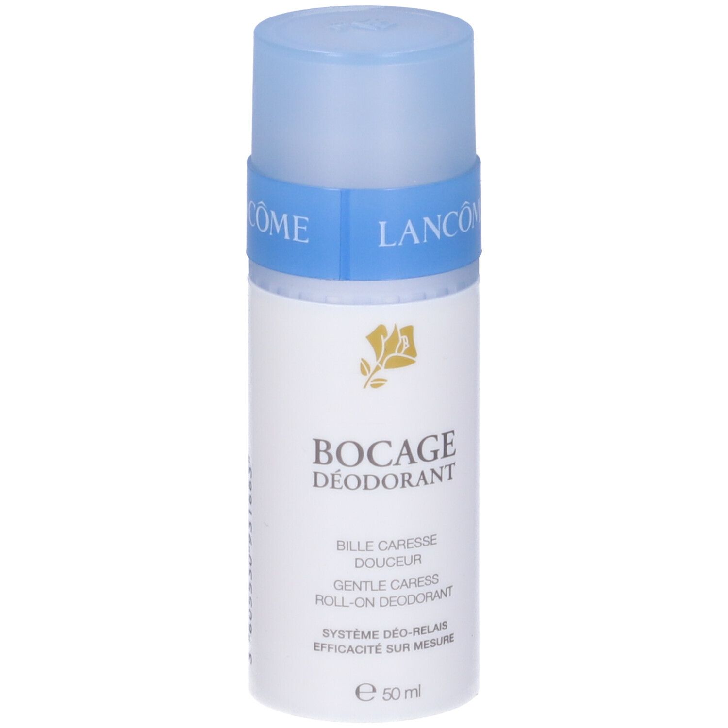 Lancôme Bocage Deodorant Roll-On mit blauem Verschluss und weißem Flakon. 50 ml.