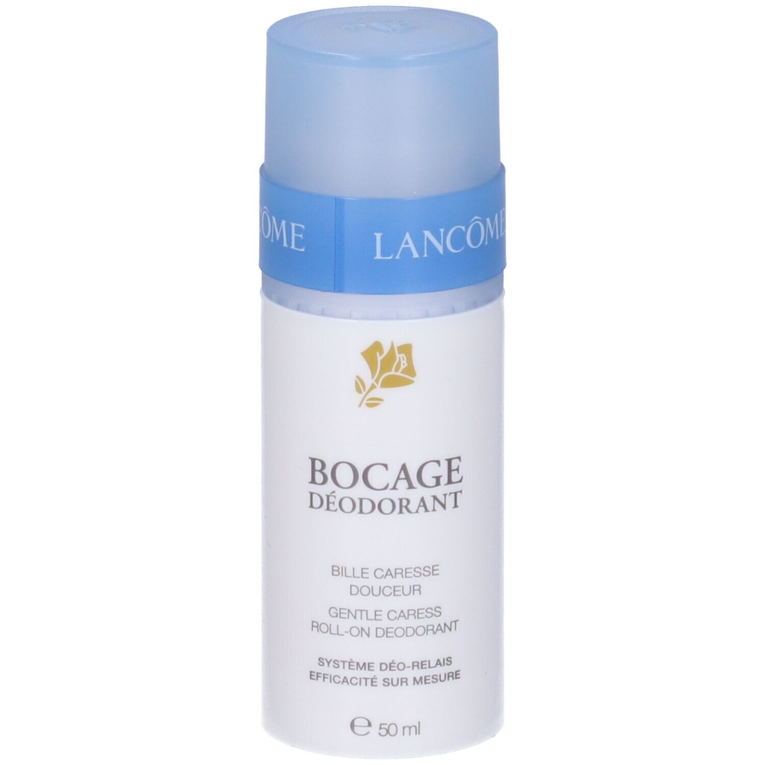 Lancôme Bocage Deodorant Roll-On, 50 ml, mit blauer Kappe und Band.