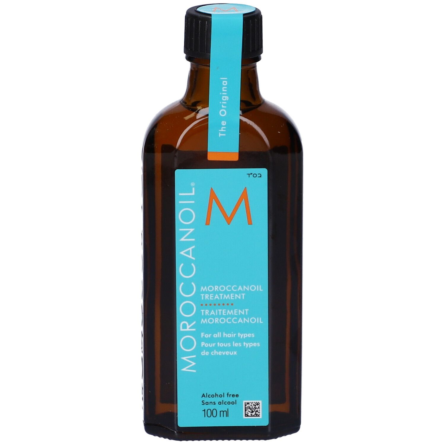 Moroccanoil Treatment Verpackung, türkisfarben, mit Logo und Produktinformationen.