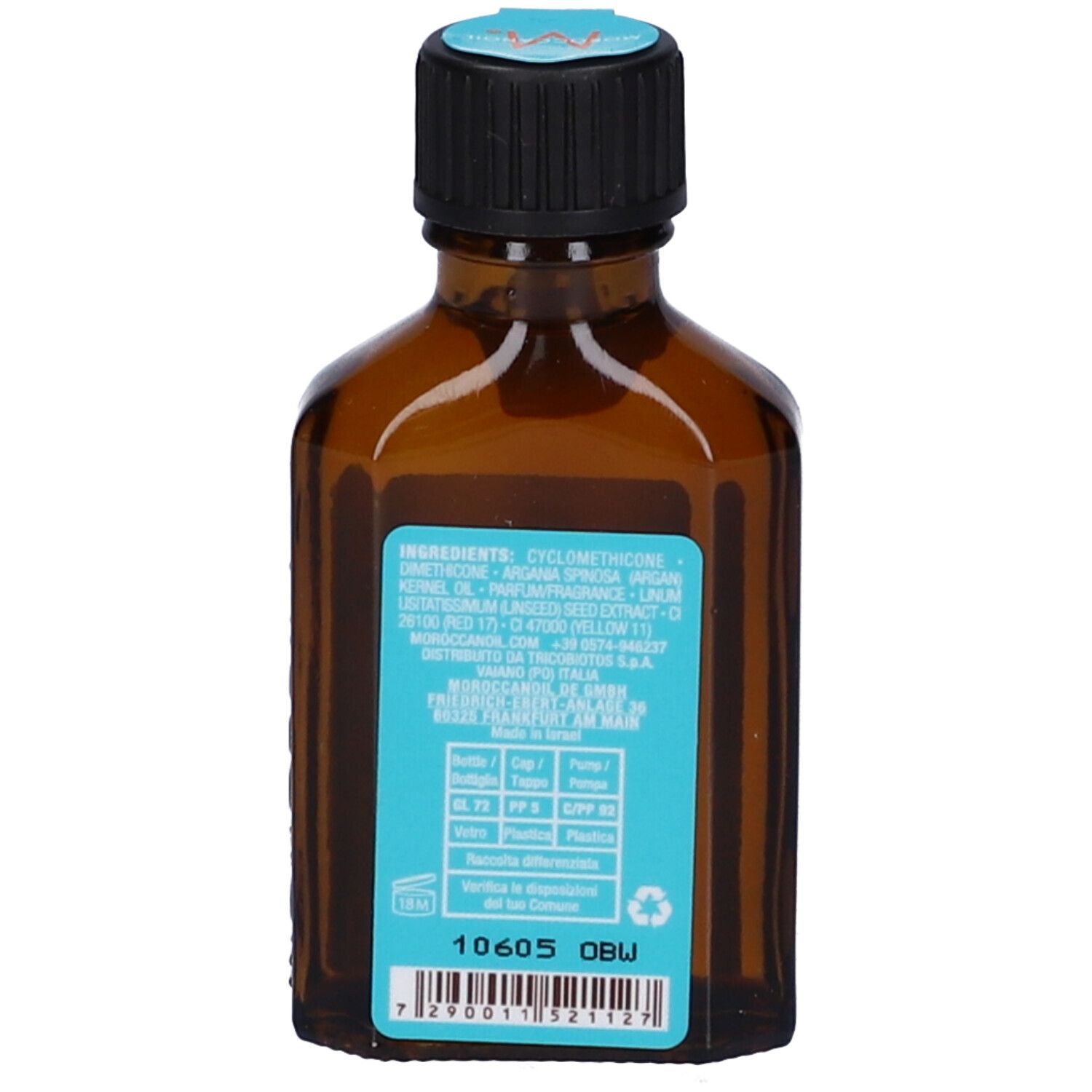 Moroccanoil Produktverpackung mit Anwendungshinweisen und Inhaltsstoffen.