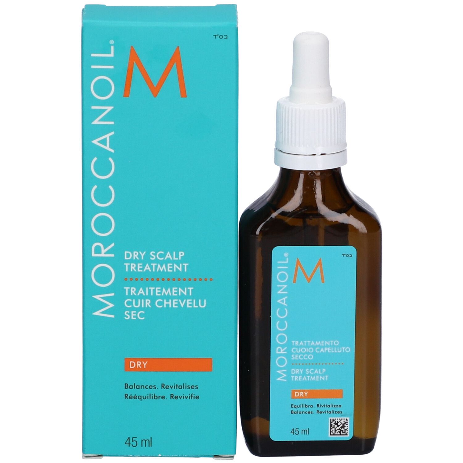 Moroccanoil Trocken Kopfhaut Behandlung Flasche und Verpackung.