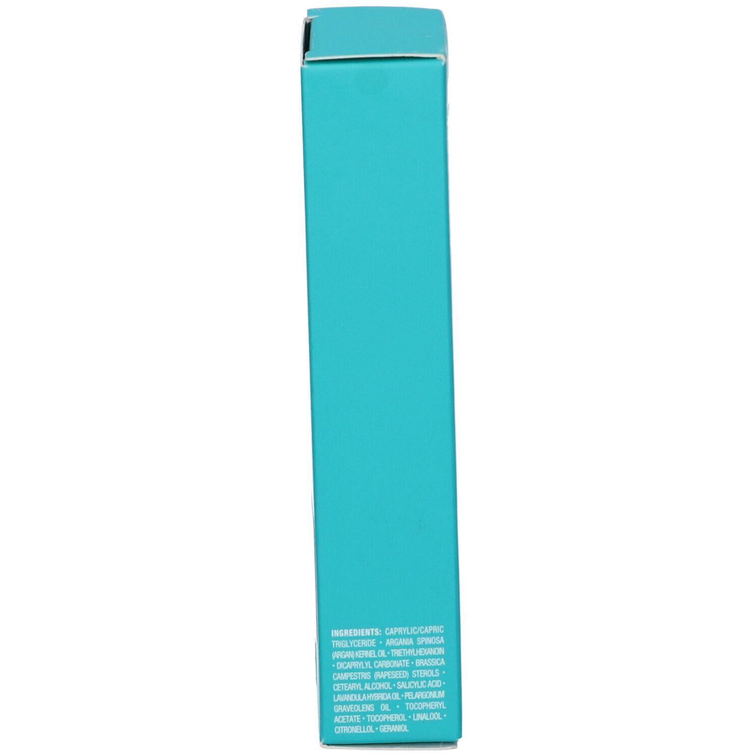 Seitenansicht der Moroccanoil Trocken Kopfhaut Behandlung Verpackung mit Inhaltsstoffen.