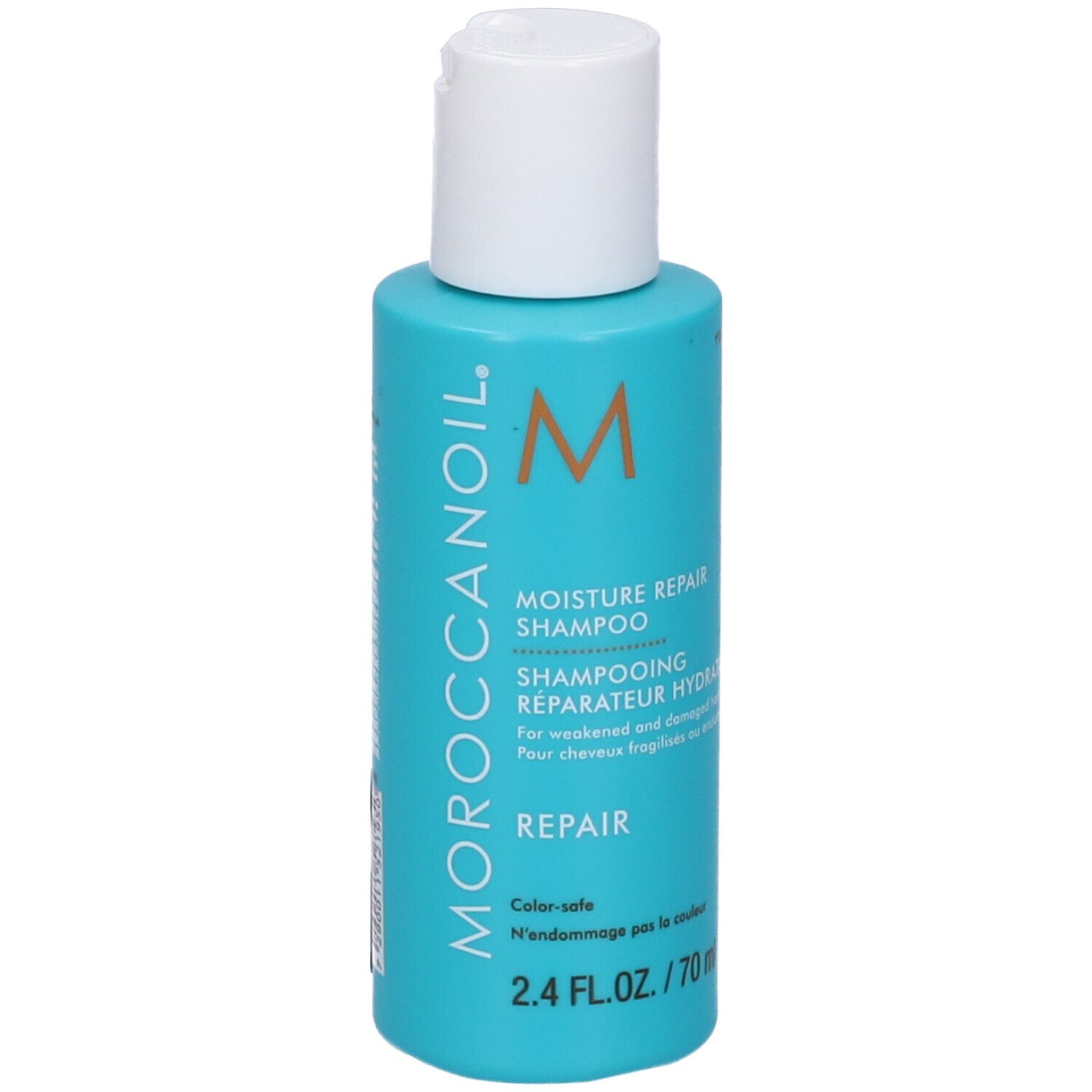 Moroccanoil Feuchtigkeit reparierendes Shampoo, 70 ml Flasche, Vorderansicht.