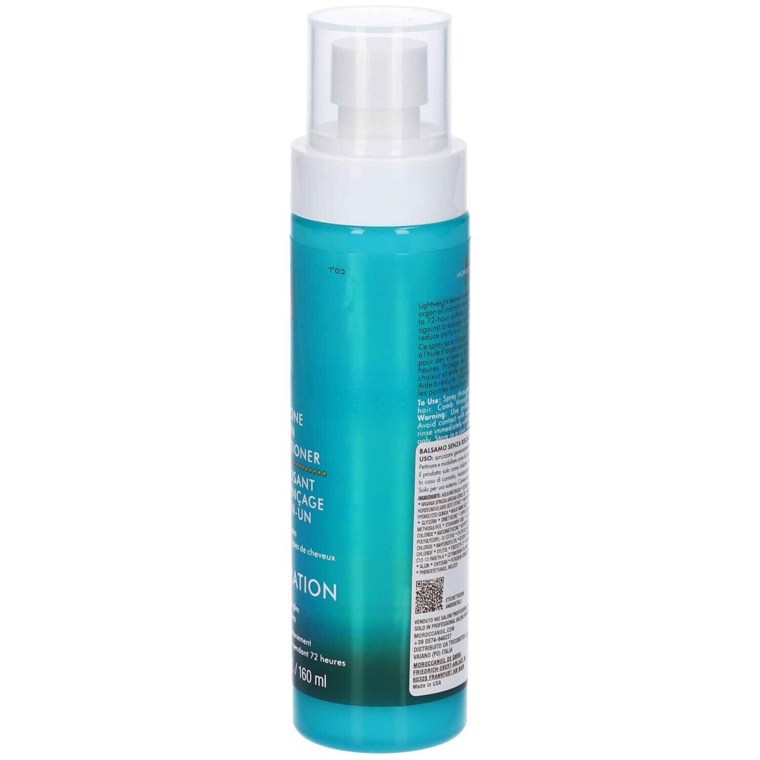 Moroccanoil All In One Leave-In Conditioner Flasche, 160 ml, türkisfarben.