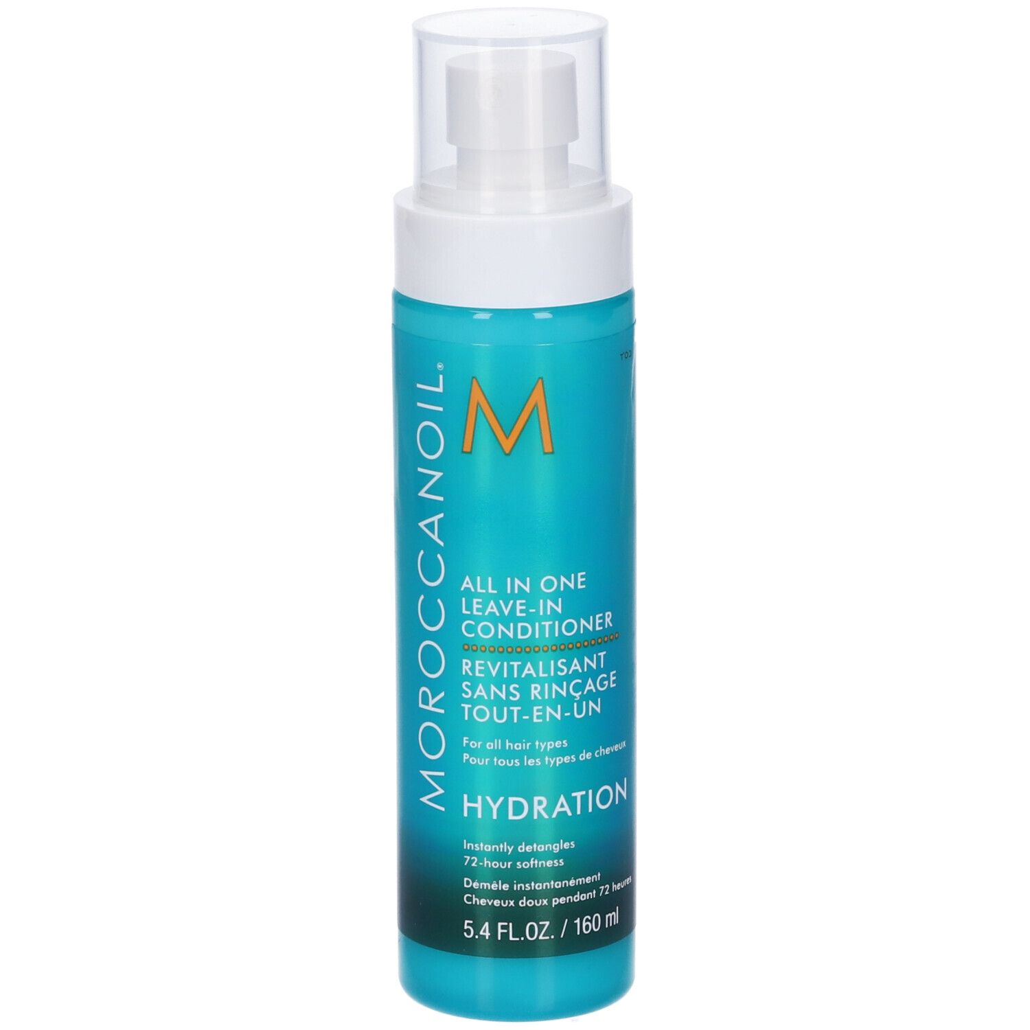 Moroccanoil All In One Leave-In Conditioner Flasche, 160 ml, türkisfarben.