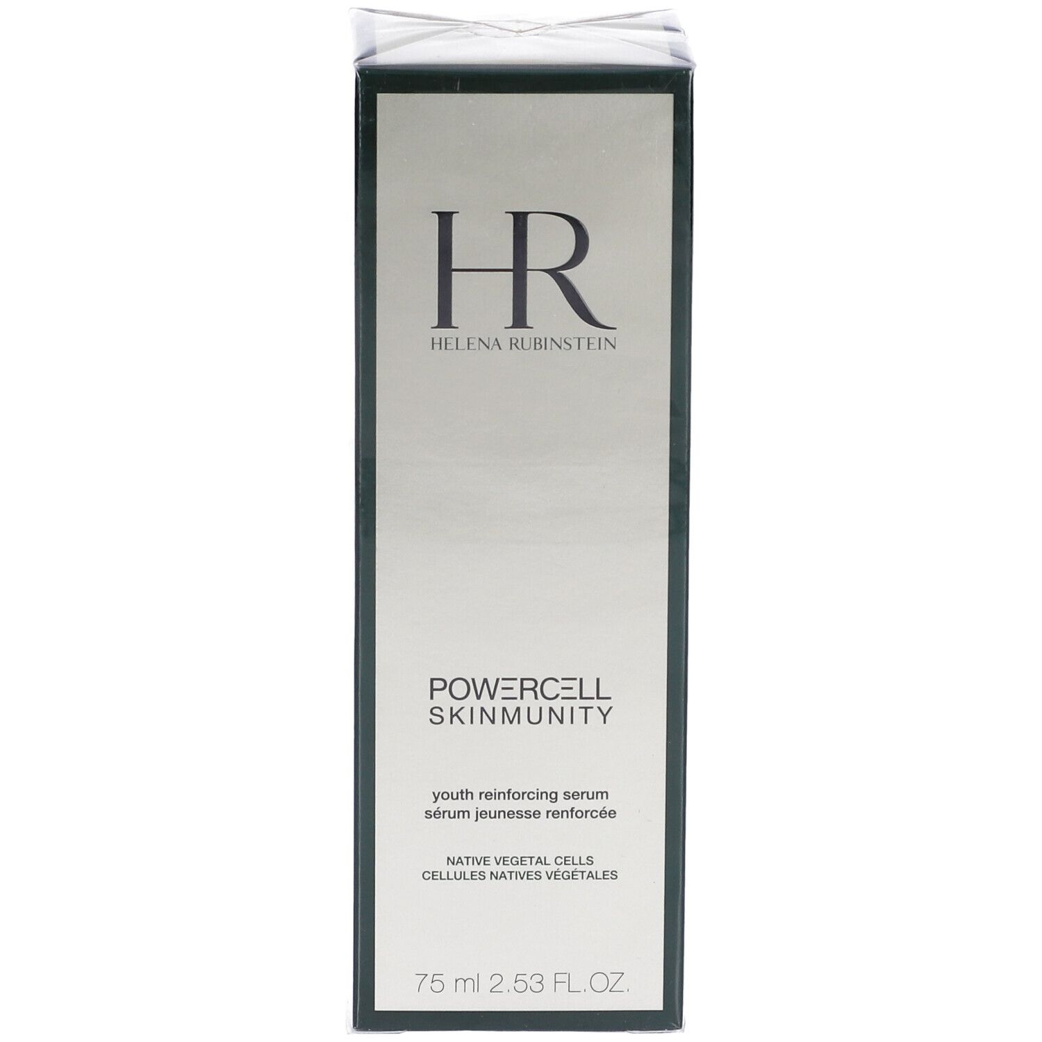Vorderseite der Verpackung des Helena Rubinstein Serums. HR-Logo, Produktname und Volumen.