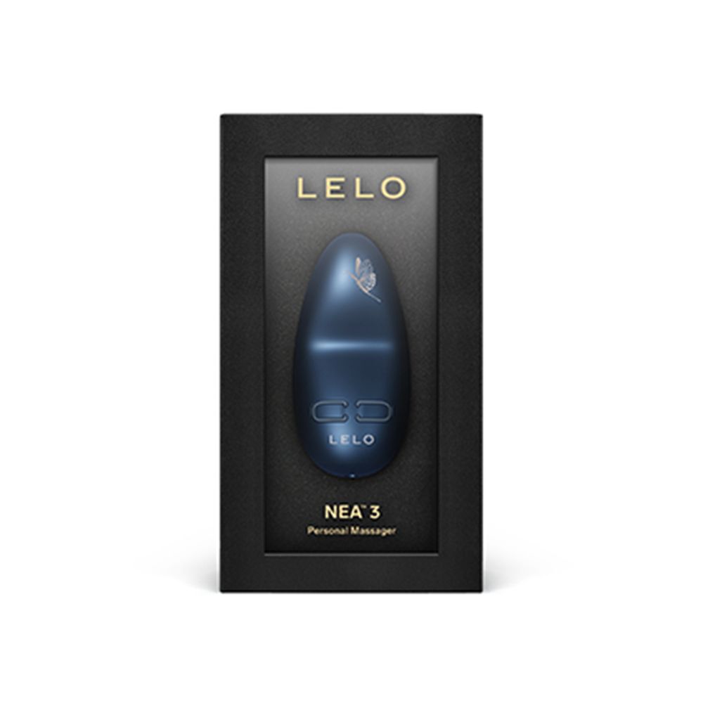 Vibrator in schwarzer Verpackung. Marke LELO. Aufschrift: NEA 3.
