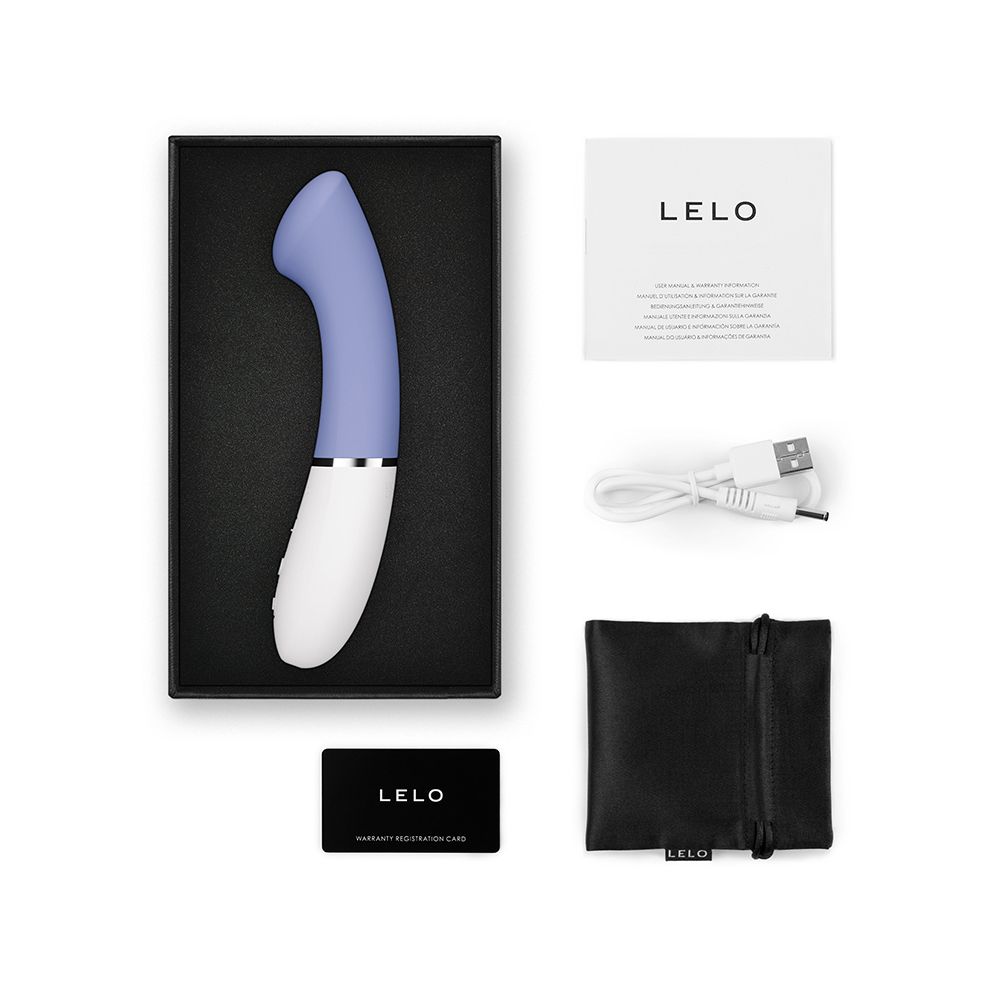 Verpackungsinhalt: Vibrator, Ladekabel, Beutel, Garantiekarte, Anleitung. Marke LELO.