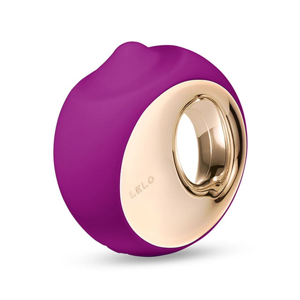 Lila-goldener Stimulator. Runde Form mit Öffnung. Marke LELO.