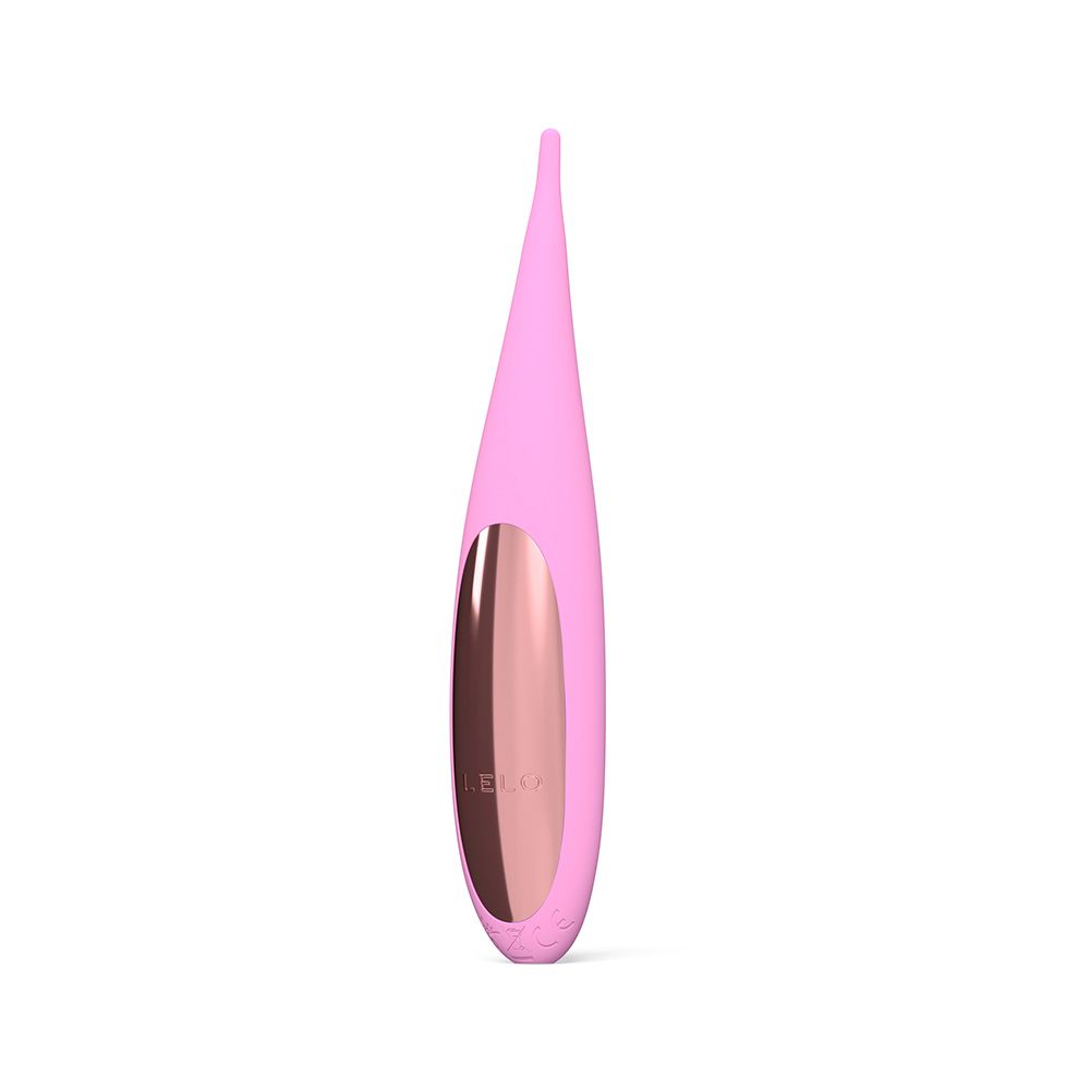 Rosa Vibrator mit ovaler Form und metallischem Einsatz. Marke LELO.