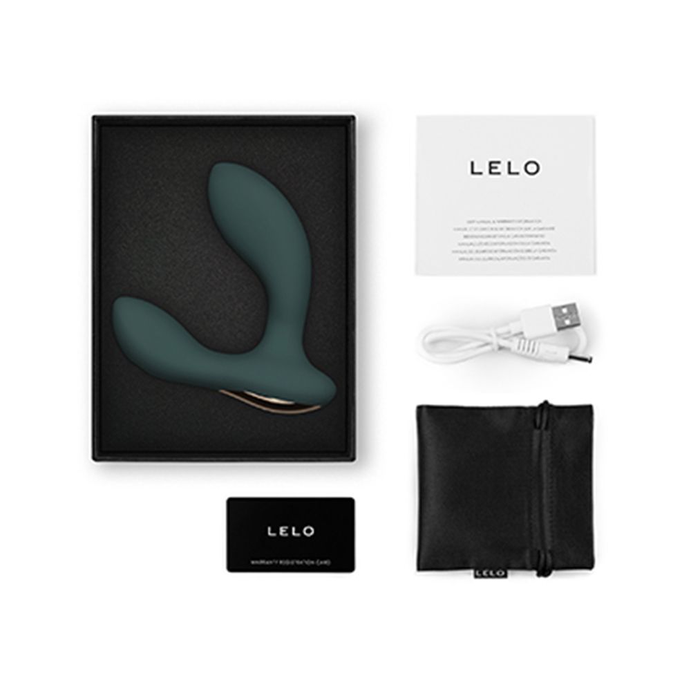 Geöffnete Verpackung. Vibrator, Ladekabel, Beutel, Garantiekarte und Anleitung.