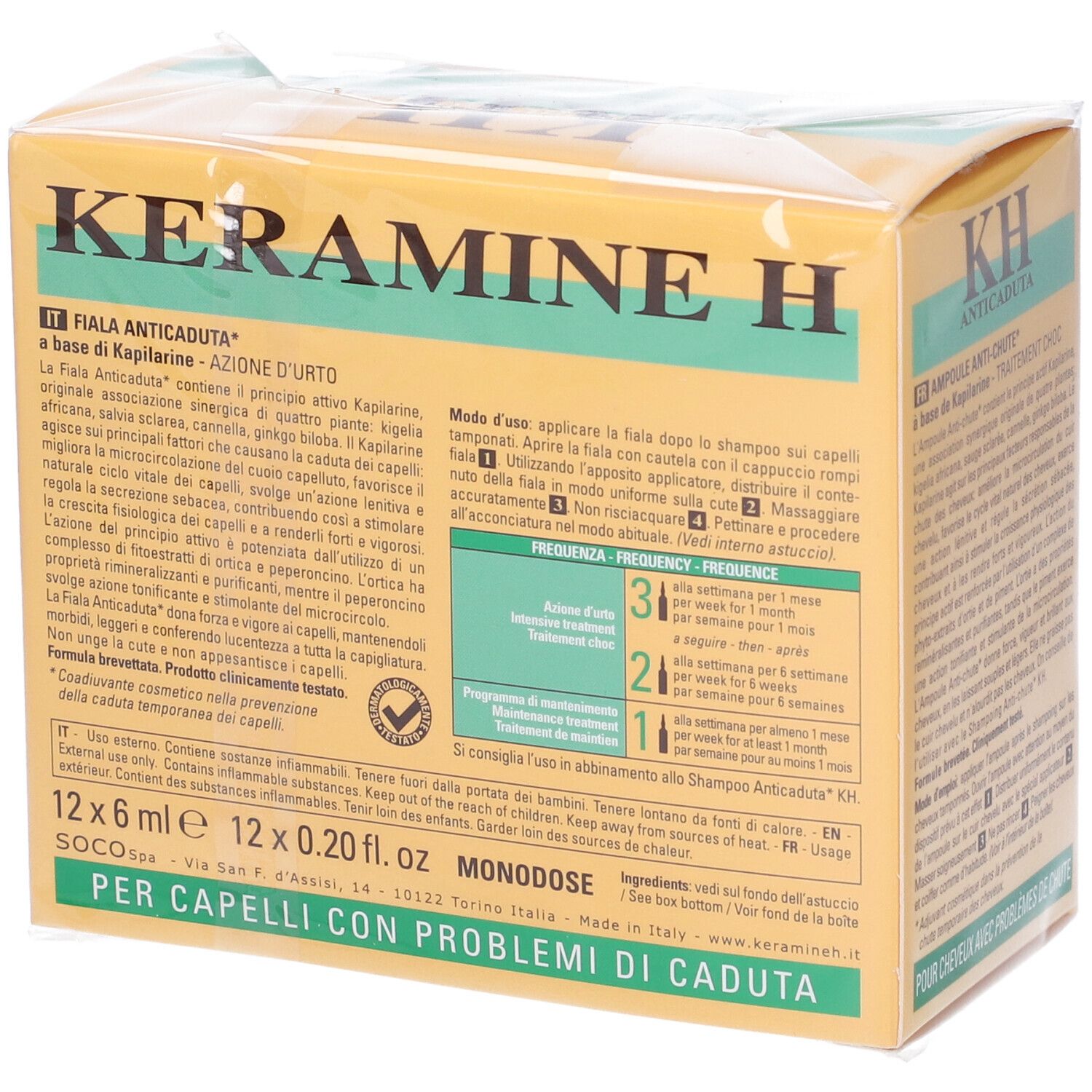 Keramine H Haarkur-Box mit 12x6ml Ampullen gegen Haarausfall.