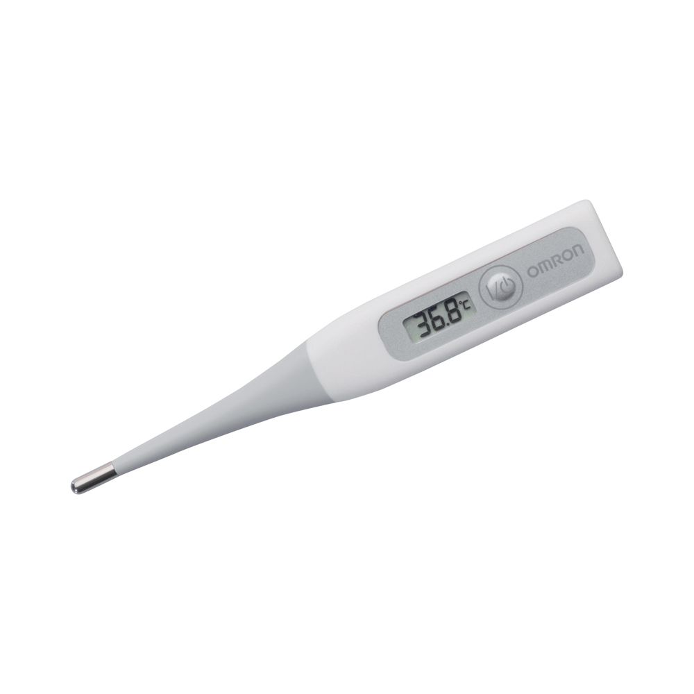 Digitales Thermometer von Omron mit Anzeige 36.8°C.