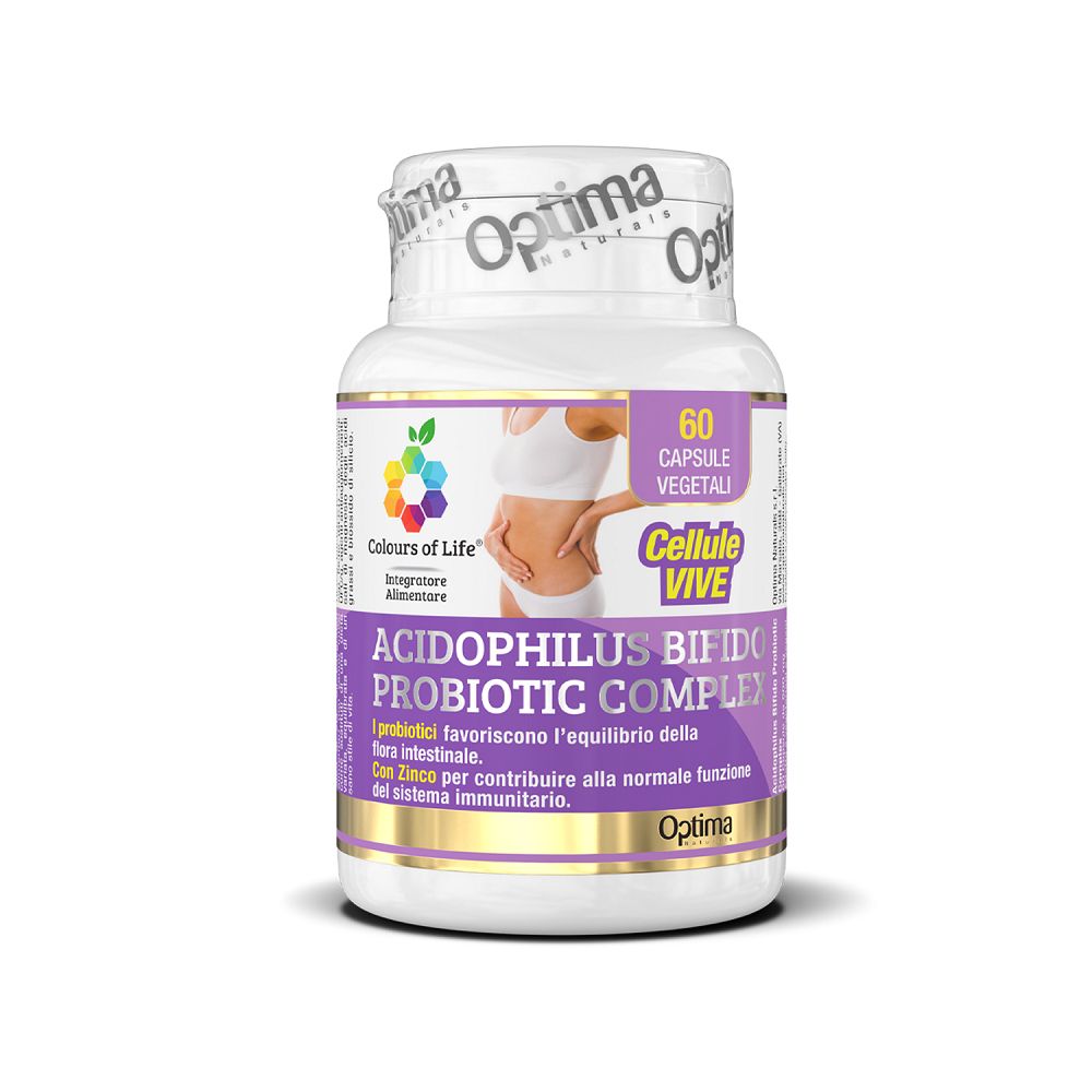Flasche mit 60 vegetarischen Kapseln "Acidophilus Bifido Probiotic Complex".