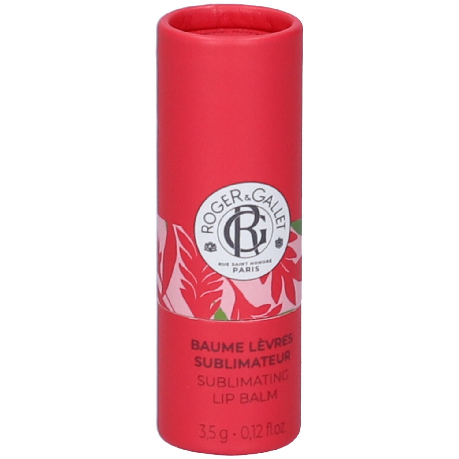 Rote Verpackung für Roger & Gallet Lippenbalsam, 3,5g.