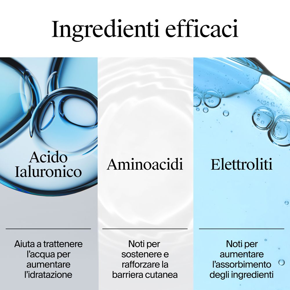 Inhaltsstoffe: Hyaluronsäure, Aminosäuren, Elektrolyte.