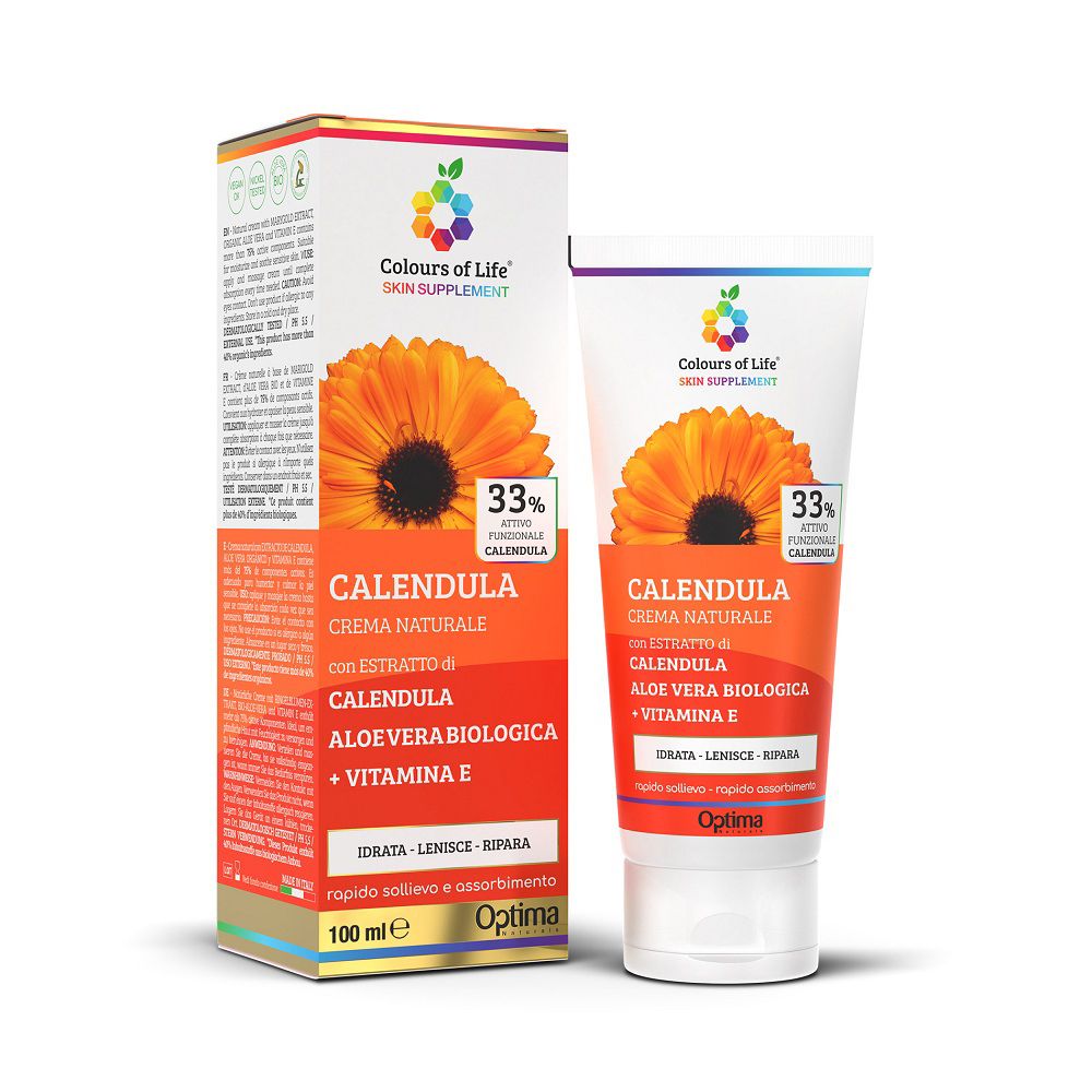 Optima Calendula Creme mit Ringelblume, Aloe Vera und Vitamin E in Faltschachtel und Tube.