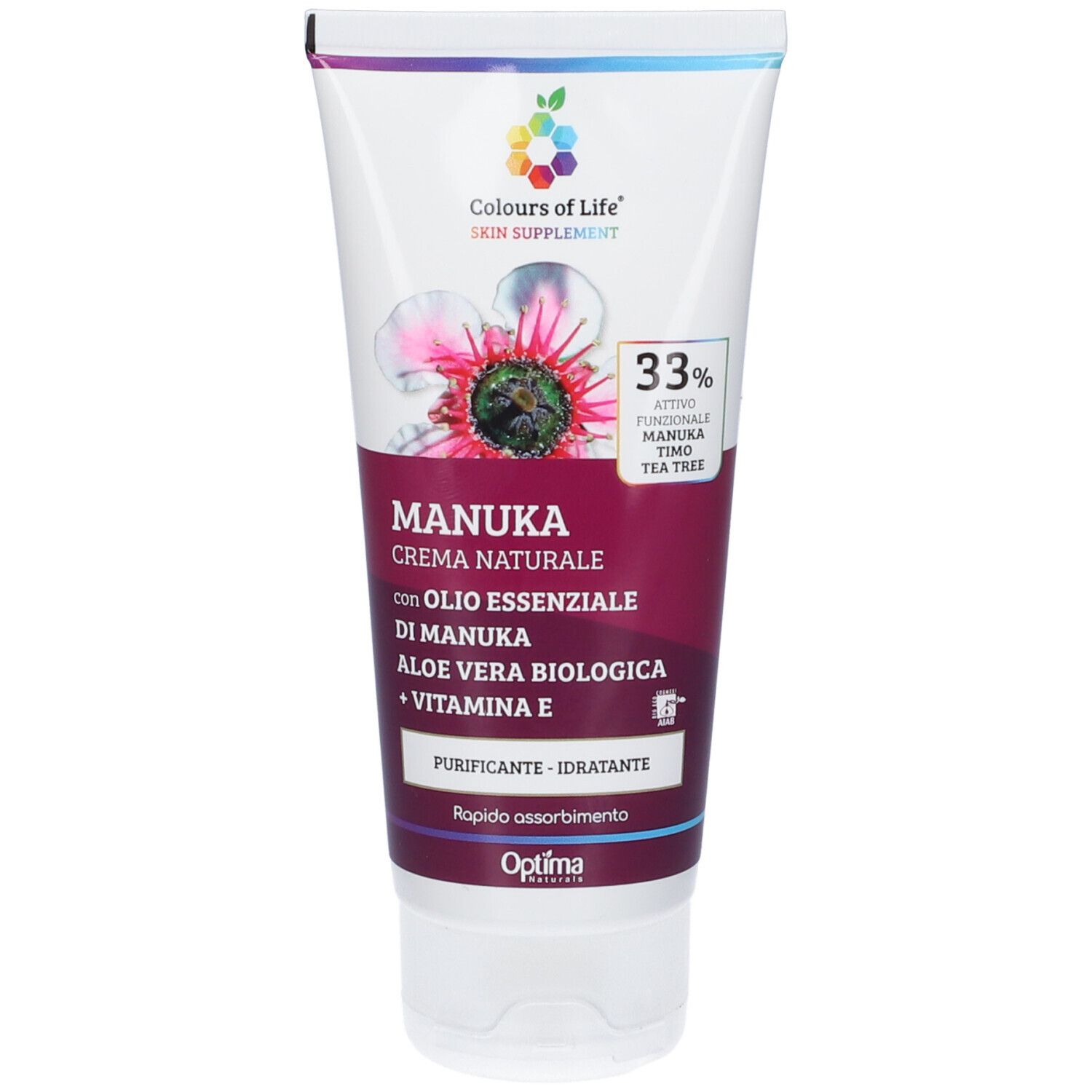Optima Manuka Naturcreme Tube mit Manukaöl, Aloe Vera und Vitamin E. Purifizierend und hydratisierend.