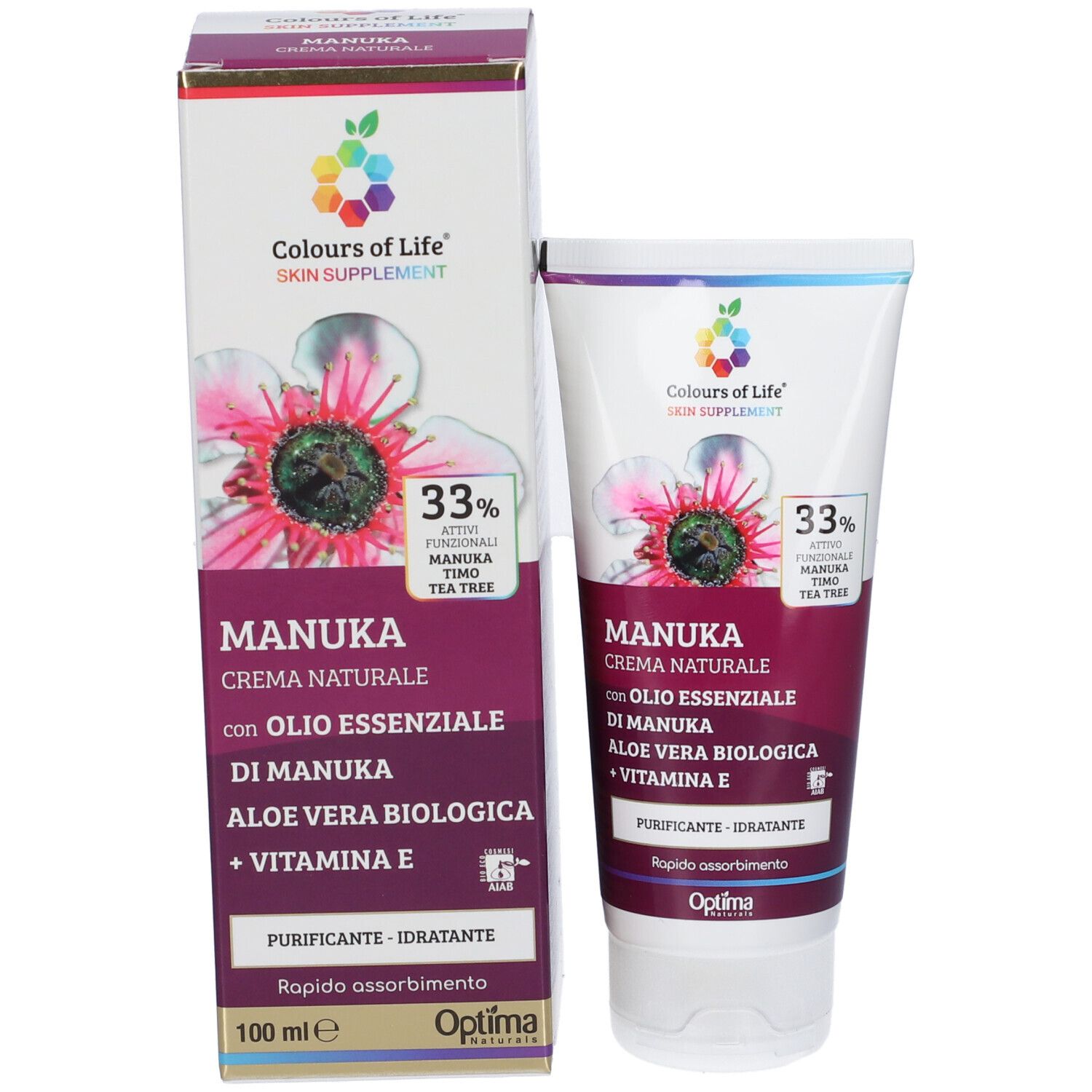 Optima Manuka Naturcreme Tube und Faltschachtel. Mit Manukaöl, Aloe Vera und Vitamin E. 100 ml.
