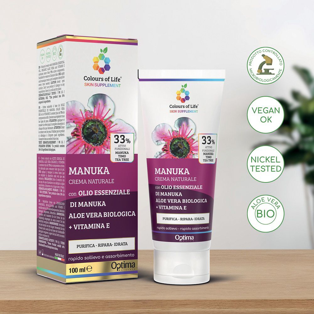 Optima Manuka Creme Tube mit Manukaöl, Bio-Aloe Vera und Vitamin E. 100 ml.