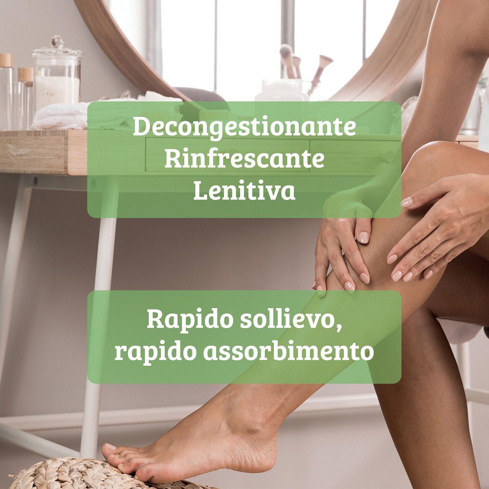 Anwendung von Colours of Life Emofresh Creme auf den Beinen für schnelle Linderung und Absorption.