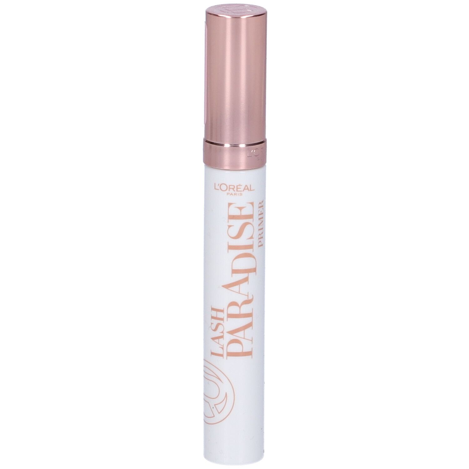 L'Oréal Lash Paradise Primer in weißer Tube mit roségoldfarbenem Deckel.